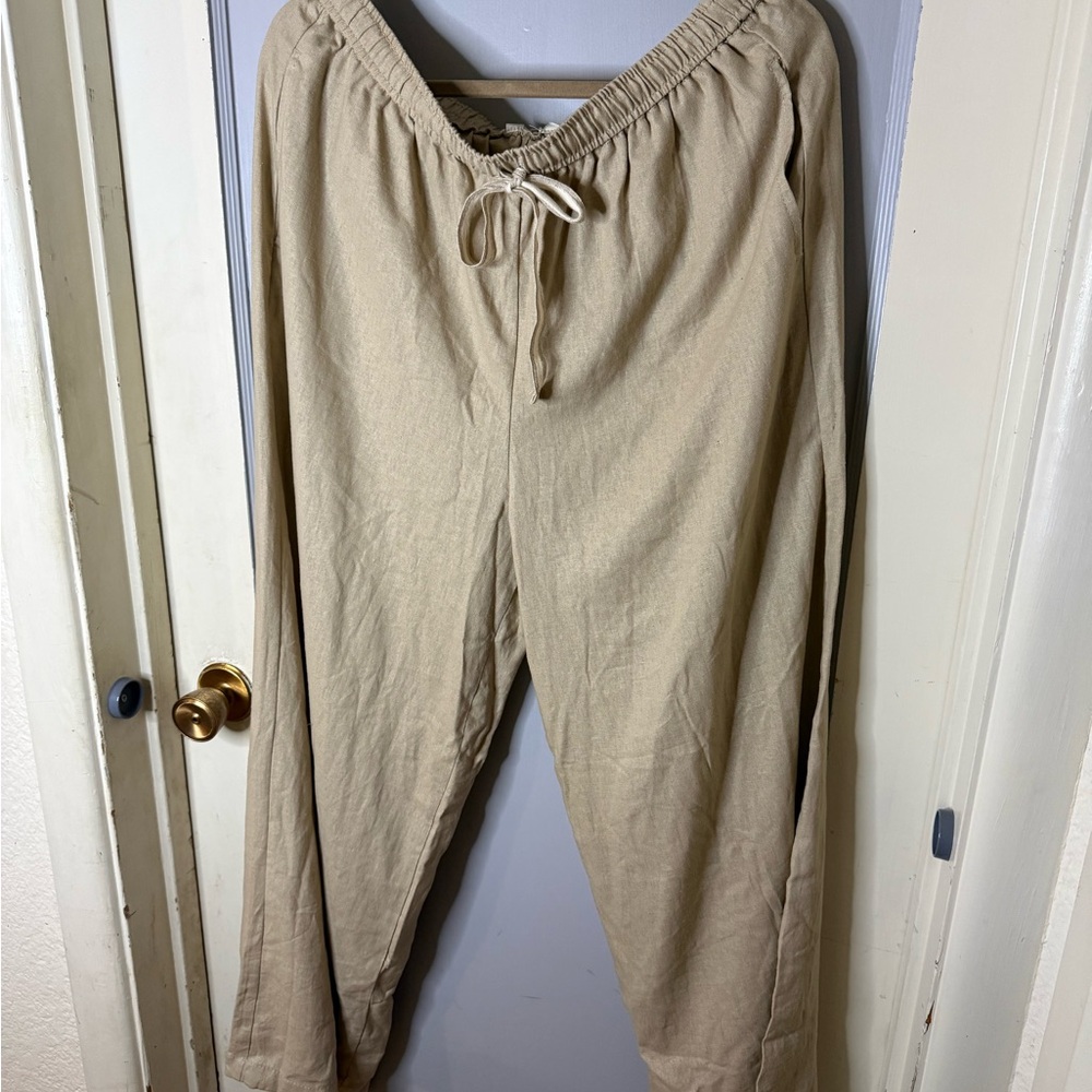 LINEN rayon blend wide leg  pants XL NWT Max Studio